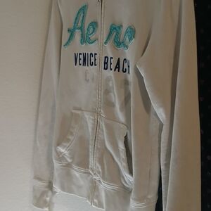 Y2K Vintage Aero Venice Beach White Zip-Up Hoodie